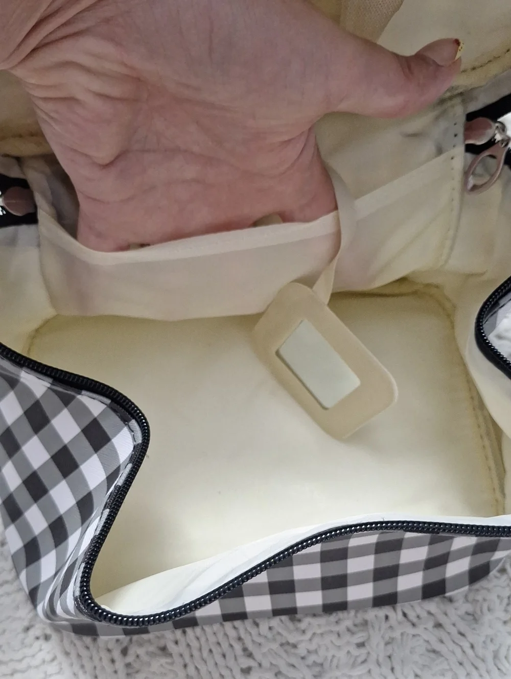 Checked Black and White Travel Toiletry/ Cosmetics Bag